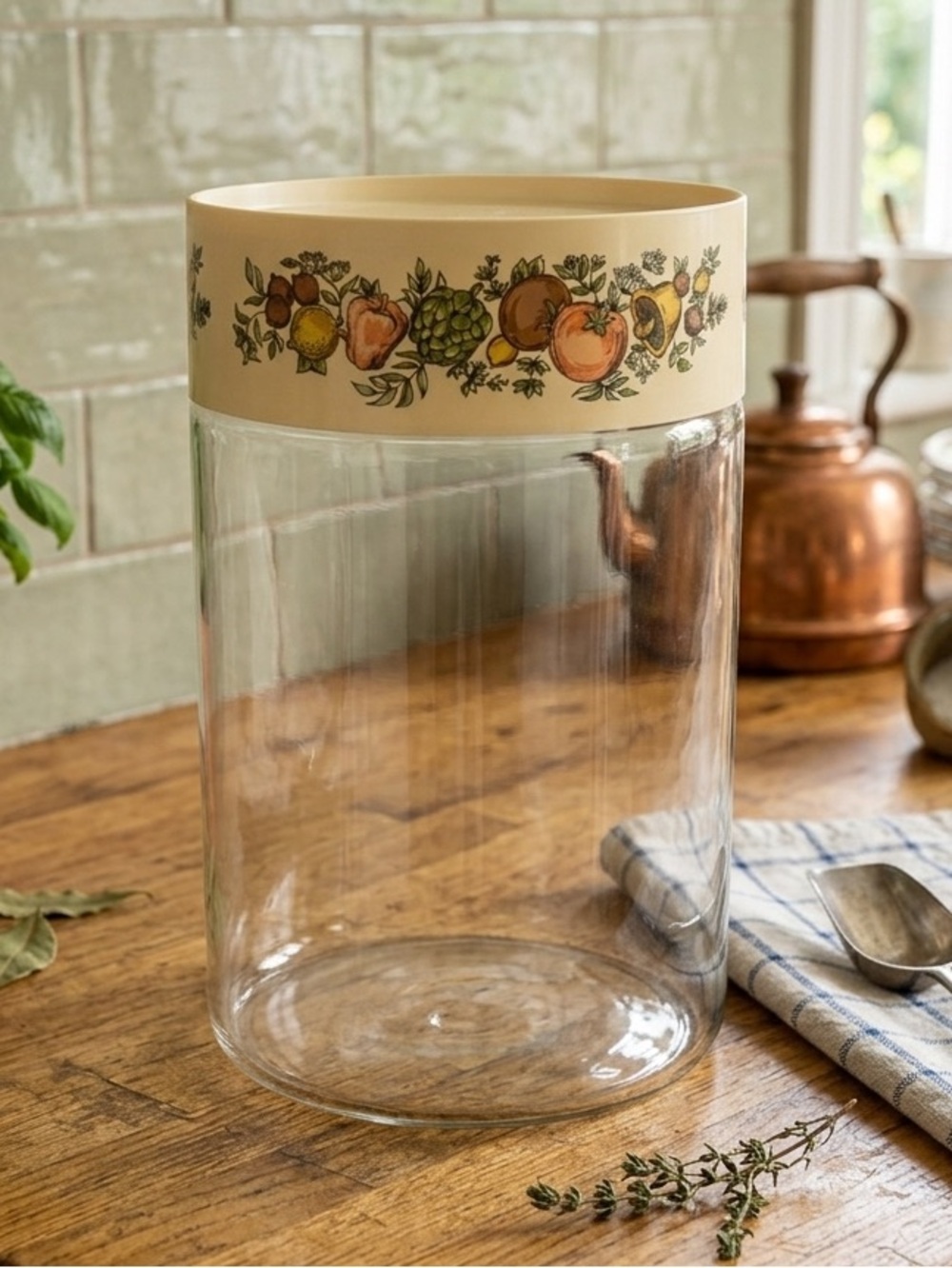 🌸 Vintage 1970s Corningware "Spice O' Life" Glass Canister